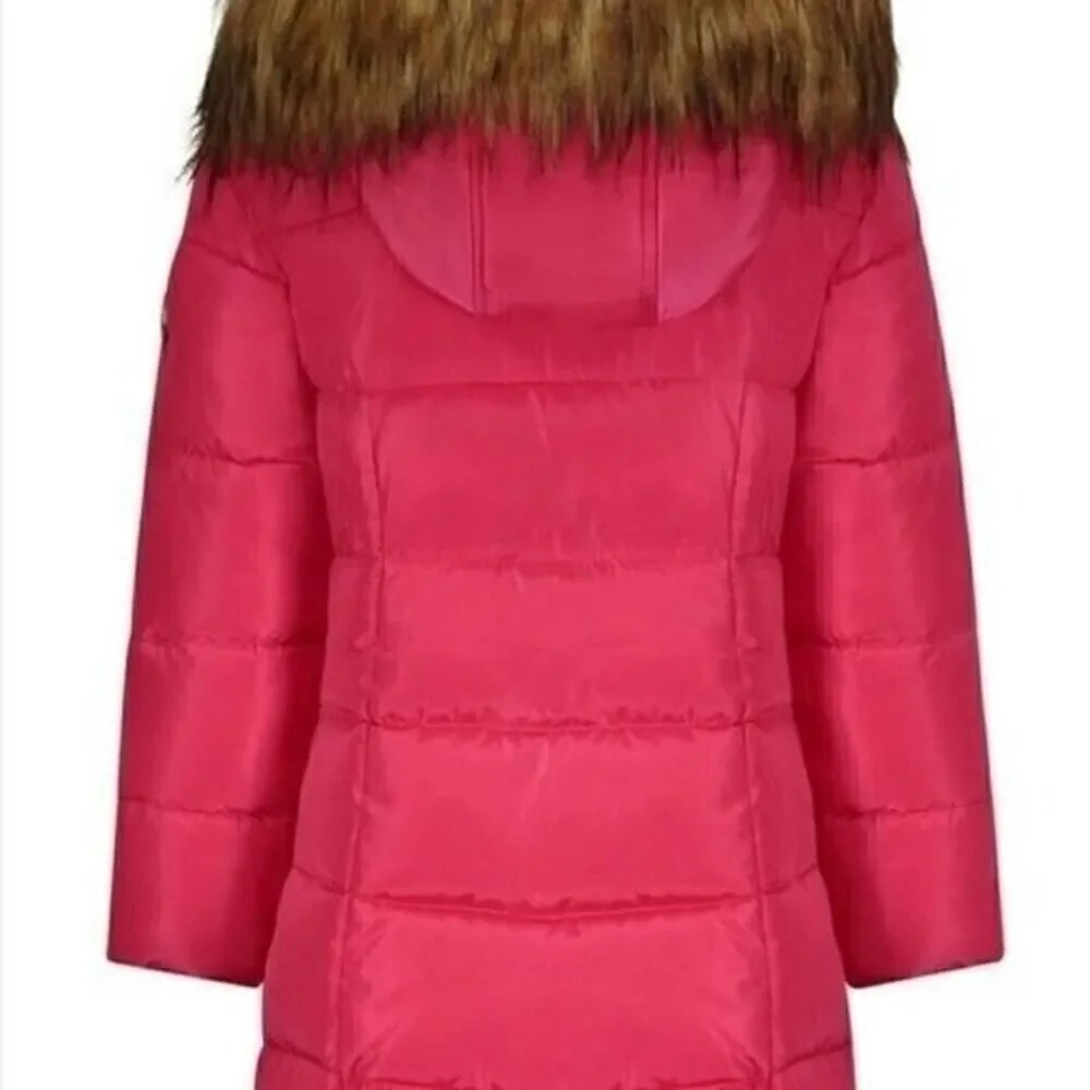 New DKNY Big Girls Long Puffer Jacket Fuschia size 16
